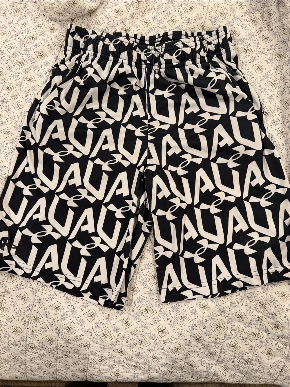 Under Armour Boys  Black/White Logo Print Shorts